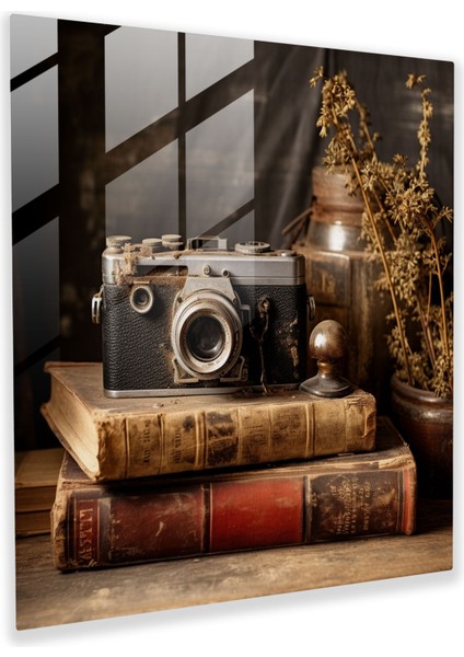 Rustik Vintage Kamera Cam Tablo - Rustik Cam Sanatı Modern Sanat Rustik Antikalar