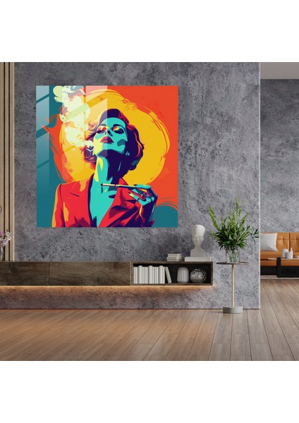 Göz Alıcı Sigara Içen Kadın Cam Tablo Baskısı fiyatları