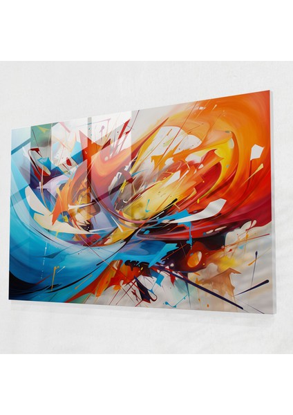Seyahat Duvar Dekorasyonu - Canlı Renkler Cam Sanat Dinamik Şekiller