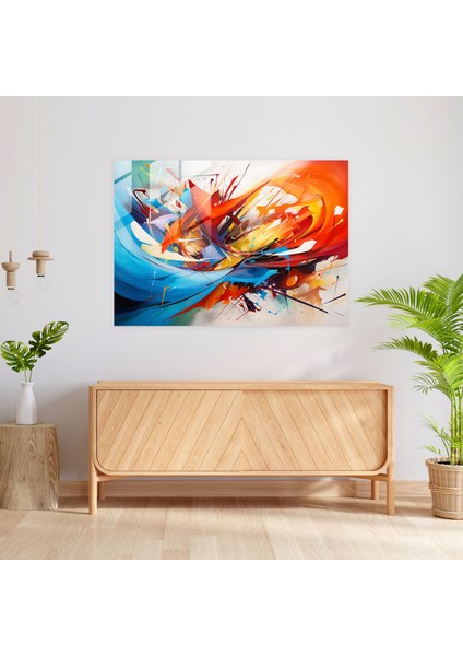 Seyahat Duvar Dekorasyonu - Canlı Renkler Cam Sanat Dinamik Şekiller fiyatları