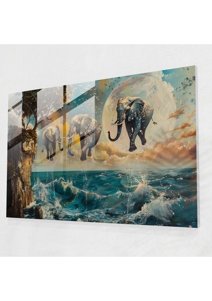 Salvador Dali Cam Tablo - Masalsı Deniz Manzarası - Ev Dekorasyonu Duvar Dekorasyonu