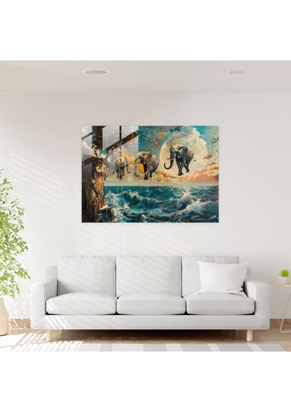 Salvador Dali Cam Tablo - Masalsı Deniz Manzarası - Ev Dekorasyonu Duvar Dekorasyonu fiyatları