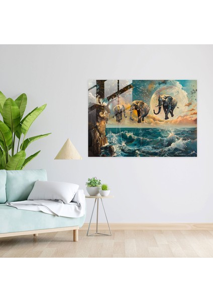 Salvador Dali Cam Tablo - Masalsı Deniz Manzarası - Ev Dekorasyonu Duvar Dekorasyonu modelleri