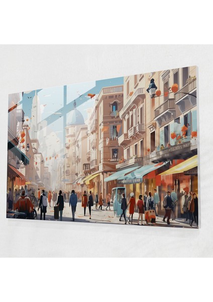 Roma Cam Tablo Sanatı - Dijital Illüstrasyon Ev Dekorasyonu Canlı Caddeler