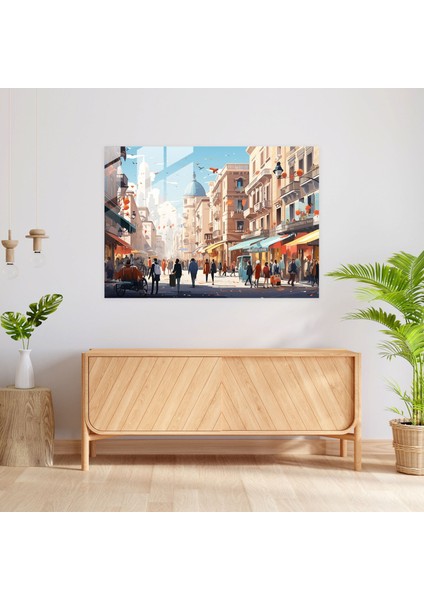 Roma Cam Tablo Sanatı - Dijital Illüstrasyon Ev Dekorasyonu Canlı Caddeler fiyatları