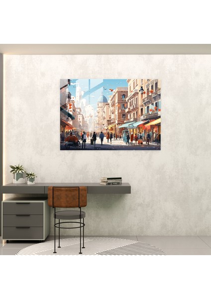 Roma Cam Tablo Sanatı - Dijital Illüstrasyon Ev Dekorasyonu Canlı Caddeler modelleri