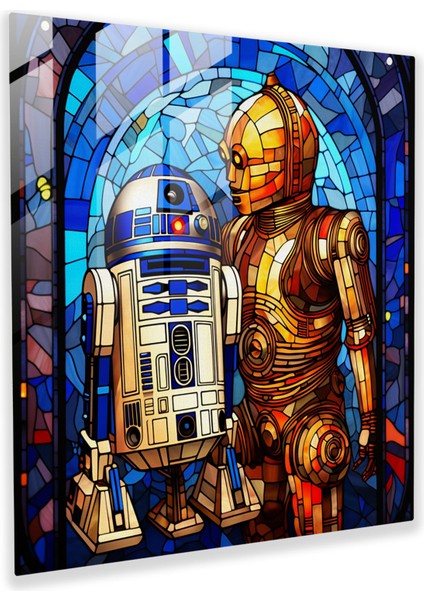 Star Wars Cam Tablo - Vitray Sanat - Star Wars Cam Duvar Sanatı Bb-8