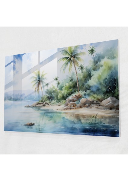 Seyahat Cam Tablo - Seyahat Cam Tablo Palmiye Ağaçları Ev Dekorasyonu