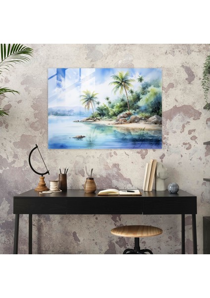 Seyahat Cam Tablo - Seyahat Cam Tablo Palmiye Ağaçları Ev Dekorasyonu fiyatları