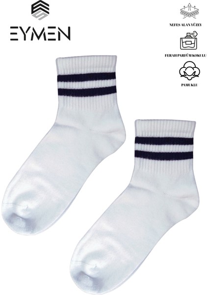 6'lı Ekonomik Kısa Kolej Çemberli Tenis Çorabı Beyaz - Erkek Kadın Için Uygun modelleri