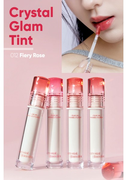 Yapışkanlık Hissi Vermeyen Yoğun Işıltılı Tint CLIO Crystal Glam Tint (12 Fiery Rose)