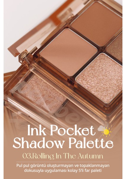 Mat, Parıltılı Tonlarda 5'li Far Paleti PERIPERA Ink Pocket Shadow Palette (03 Rolling in The Autum) fiyatları