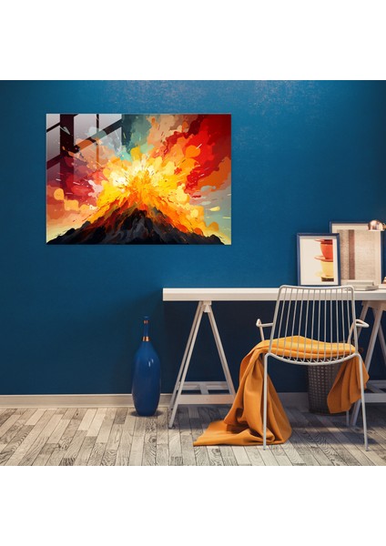 Volkan Cam Tablo - Canlı Renkler Volkan Deseni fiyatları