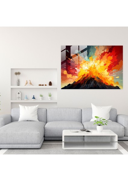 Volkan Cam Tablo - Canlı Renkler Volkan Deseni modelleri