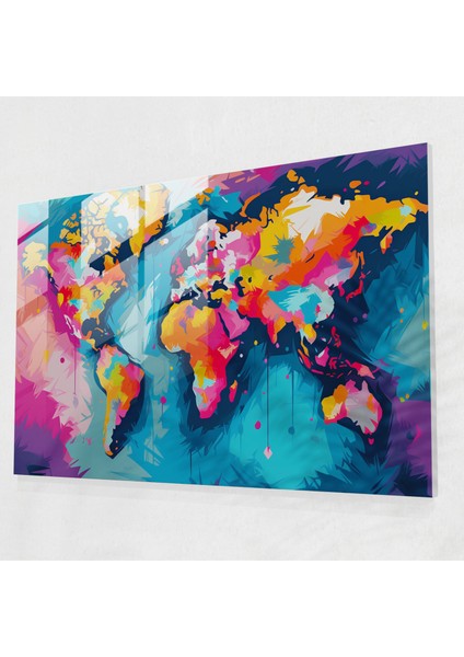 Dünya Haritası 2 Cam Sanat - Dünya Haritası 2 Cesur Cam Sanat Ev Dekorasyonu