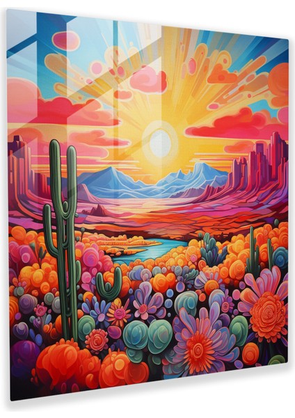 Güneybatı Çölü Cam Tablosu - Güneybatı Cam Sanat Duvar Dekorasyonu Ev Dekorasyonu