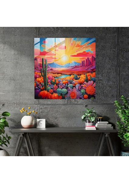 Güneybatı Çölü Cam Tablosu - Güneybatı Cam Sanat Duvar Dekorasyonu Ev Dekorasyonu fiyatları