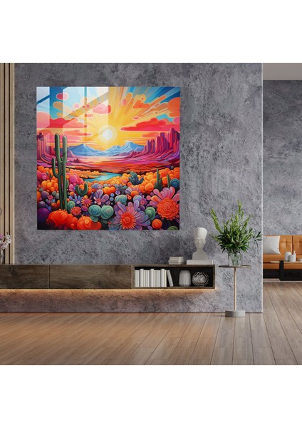 Güneybatı Çölü Cam Tablosu - Güneybatı Cam Sanat Duvar Dekorasyonu Ev Dekorasyonu modelleri