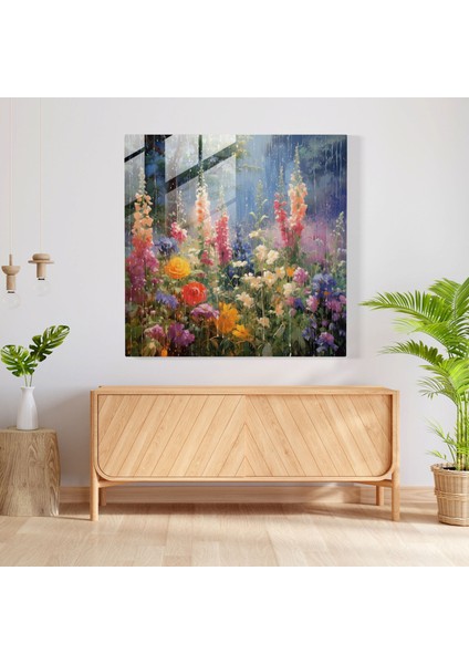 Yaz Aylarına Özel Cam Tablo - Fırtına Çiçekler Cam Sanat Yağmur Duşu fiyatları