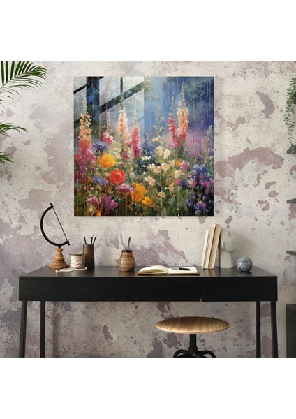 Yaz Aylarına Özel Cam Tablo - Fırtına Çiçekler Cam Sanat Yağmur Duşu modelleri