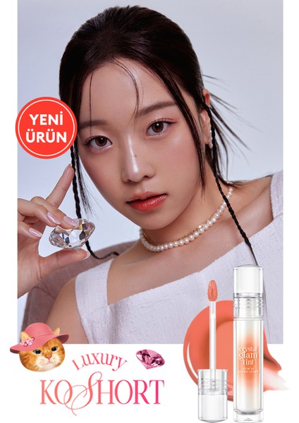 Yapışkanlık Hissi Vermeyen Yoğun Işıltılı Tint CLIO Crystal Glam Tint (15 Grooming Peach Opal)