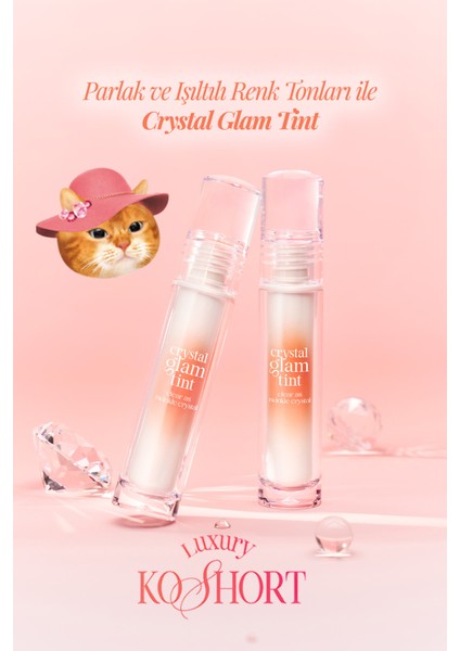 Yapışkanlık Hissi Vermeyen Yoğun Işıltılı Tint CLIO Crystal Glam Tint (15 Grooming Peach Opal)