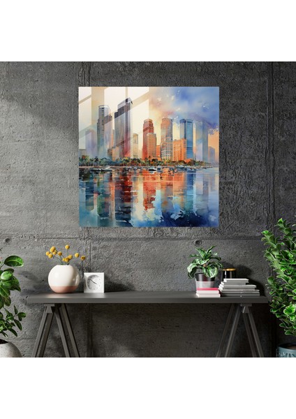 Dünyanın En Güzel Manzaraları - Modern Su Boyası Cam Tablo - Dünyanın En Güzel Manzaraları Cam Sanatı Modernite Canlı Şehir Manzarası fiyatları