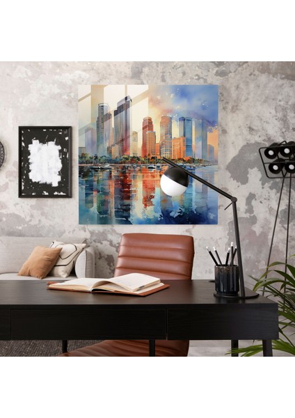 Dünyanın En Güzel Manzaraları - Modern Su Boyası Cam Tablo - Dünyanın En Güzel Manzaraları Cam Sanatı Modernite Canlı Şehir Manzarası modelleri