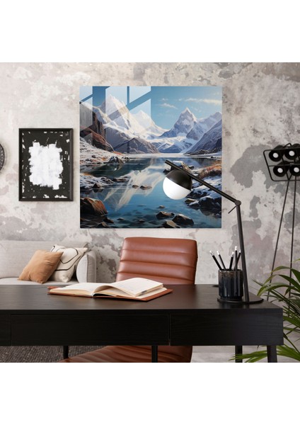 Kış Ihtişamı Cam Tablo - Kış Donmuş Göl Ev Dekorasyonu Duvar Dekorasyonu modelleri