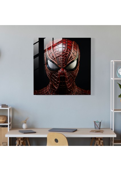 Örümcek Adam Maskesi Cam Tablosu - Örümcek Adam Detaylı Desen Cam Sanatı Modern Sanat modelleri