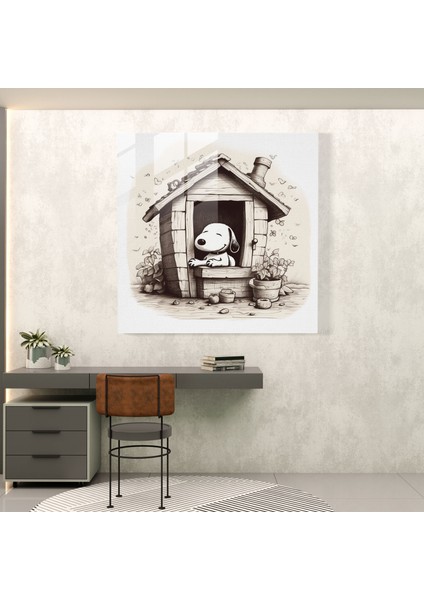 Snoopy Cam Tablo Sanatı - Duvar Dekorasyonu El Çizimi Modern Sanat fiyatları
