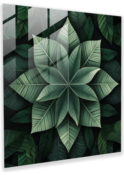 Tropikal Simetri Cam Tablo Sanatı - Tropikal Geometrik Tasarım Ev Dekorasyonu