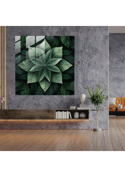 Tropikal Simetri Cam Tablo Sanatı - Tropikal Geometrik Tasarım Ev Dekorasyonu modelleri