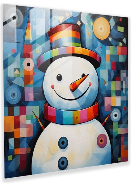 Kardan Adam Cam Tablo - Sevimli ve Eğlenceli Cam Sanatı