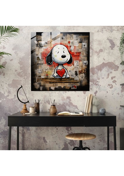 Snoopy Sevgi Koleksiyonu Cam Tablo - Duvar Dekorasyonu Ev Dekorasyonu Dostluk fiyatları