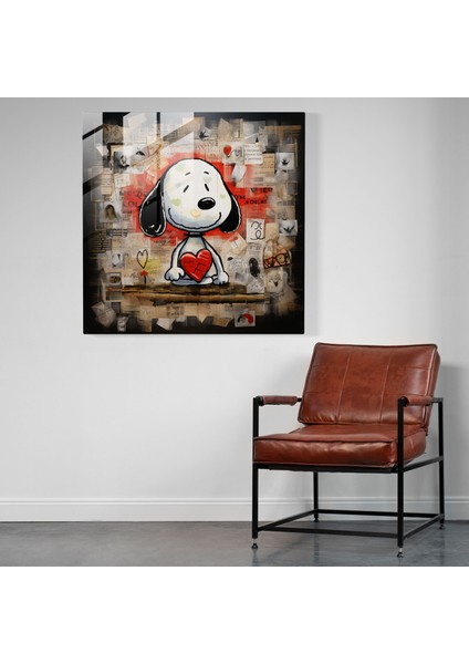 Snoopy Sevgi Koleksiyonu Cam Tablo - Duvar Dekorasyonu Ev Dekorasyonu Dostluk modelleri