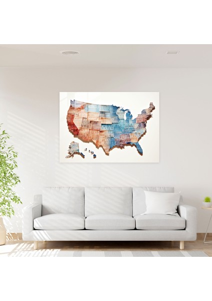 Amerika Harf Sanatı Cam Tablo - Amerika Birleşik Devletleri Haritası Cam Sanatı Ev Dekorasyonu Modern Harf Tasarımı fiyatları