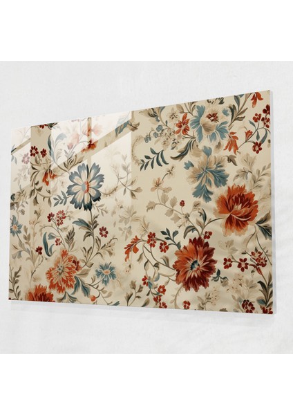 Doğadan Esinlenen Türk Halısı Cam Tablosu - Türk Halısı Cam Duvar Sanatı Doğa Ilhamlı Modern Sanat