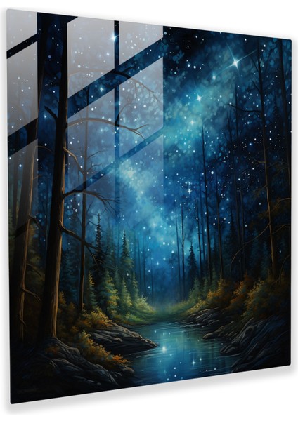 Yıldız Haritası - Huzurlu Orman - Cam Tablo Sanatı Cam Tablo Duvar Dekorasyonu