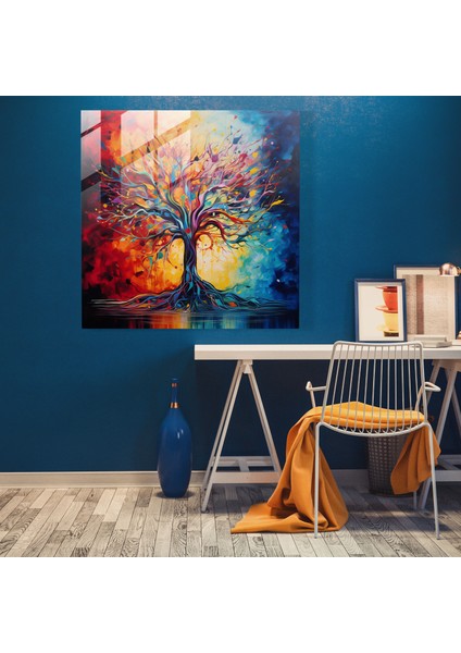 Yaşam Ağacı Cam Tablo - Modern Soyut Tablo - Yaşam Ağacı Modern Sanat Duvar Dekorasyonu fiyatları