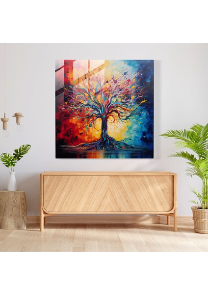 Yaşam Ağacı Cam Tablo - Modern Soyut Tablo - Yaşam Ağacı Modern Sanat Duvar Dekorasyonu modelleri