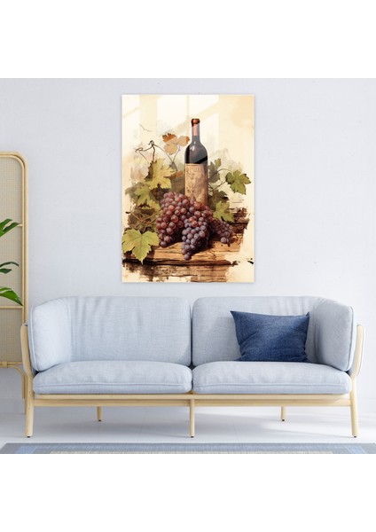 Kır Dokusu Cam Tablo - Şarap Cam Duvar Sanatı Nostalji Kır fiyatları