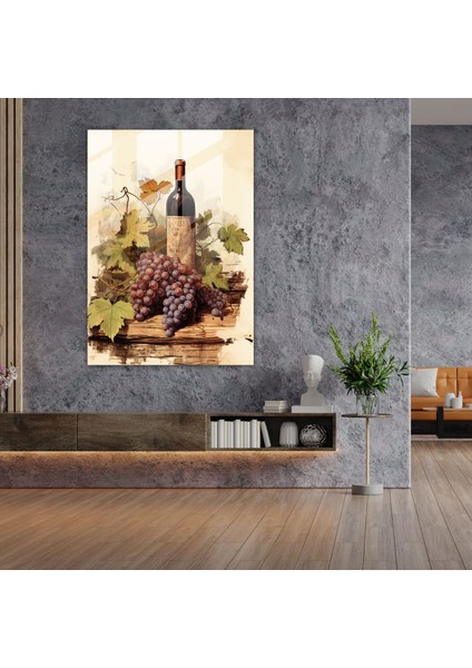 Kır Dokusu Cam Tablo - Şarap Cam Duvar Sanatı Nostalji Kır modelleri