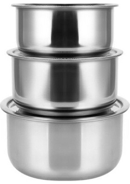 3pcs Paslanmaz Çelik Çorba Pot Stok Pot Seti Kapak Mutfak Terimleri Güveç Pişirme Pişirme Araçları Tencere (Yurt Dışından)
