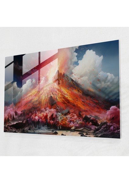 Volkan Cam Tablosu - Volkan Cam Duvar Sanatı Karışık Medya Sanatı Cam Sanatı