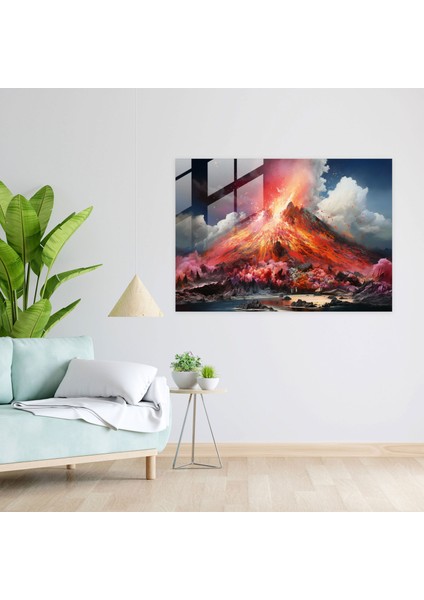 Volkan Cam Tablosu - Volkan Cam Duvar Sanatı Karışık Medya Sanatı Cam Sanatı modelleri