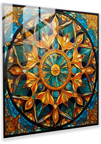 Kutsal Mandala Cam Tablosu - Ruhsal Cam Tablo Vitray Mandala