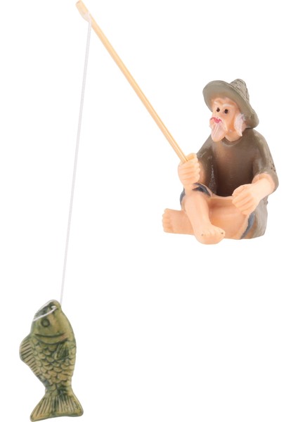 Mini Fisherman Figürinler Minyatür Reçine Balıkçı Bonsai Heykel Vintage Mudman Oturan Balıkçılık Heykeli (Yurt Dışından)