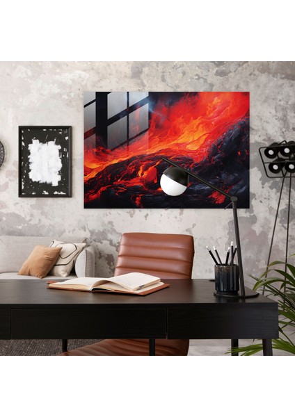 Volkan Cam Tablo - Volkan Duvar Dekorasyonu Soyut Dönen Lava fiyatları