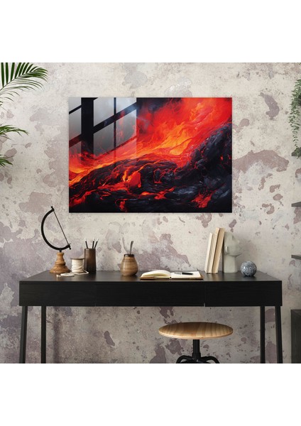 Volkan Cam Tablo - Volkan Duvar Dekorasyonu Soyut Dönen Lava modelleri